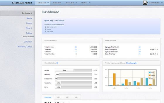CleanSlate - HTML5+CSS3 Admin Template