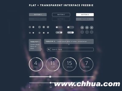 Freebie Friday | Flat Transparent UI Kit - .PSD link inside! ui设计